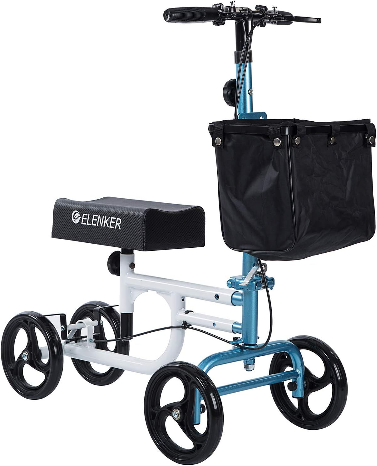 ELENKER Steerable Knee Walker Deluxe Medical Scooter for Foot Injuries Compact Crutches Alternative Black