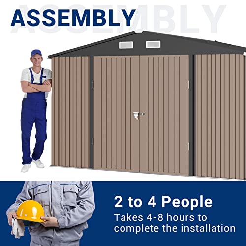 UDPATIO Outdoor Storage Shed 6 x 6 FT, Resin Garden Sheds with Floor Plastic Patio Outdoor Storage Shed with Lockable Door for Tool, Bike, Garbage Gray White