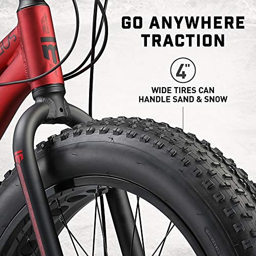 Mongoose Argus Trail or ST Fat Tire Mountain Bike, 20, 24 or 26 Inch Bike for Kids and Adults, 7 or 16 Speed, Aluminum or Steel Frame, Knobby Mountain Fat Tires, Mechanical Disc Brakes