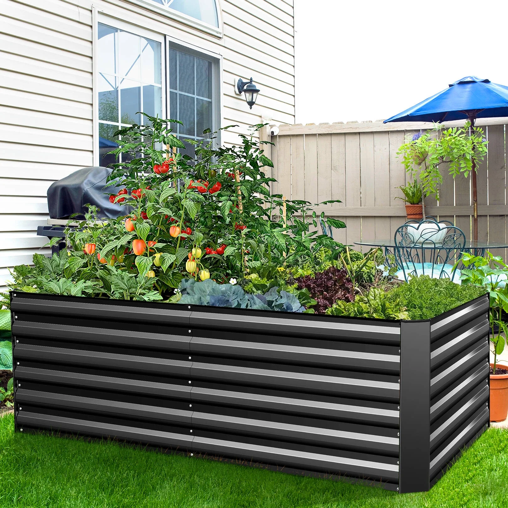 SEJOV Galvanized Raised Garden Beds 6ftx3ftx2ft Large Metal Garden Beds Galvanized Steel Planter Box for Vegetables Flowers Herbs - Curated Treasures Market