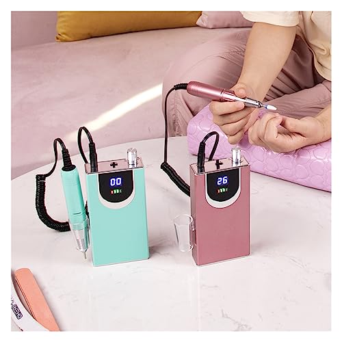 Nail Drill, Portable Cordless Nail Drill Machine, 30000RPM Rechargeable Manicure Electric Nail File Drill Machine Manicure Pedicure Tool, Nail Drill Bits Sanding Ba (Bianco A)