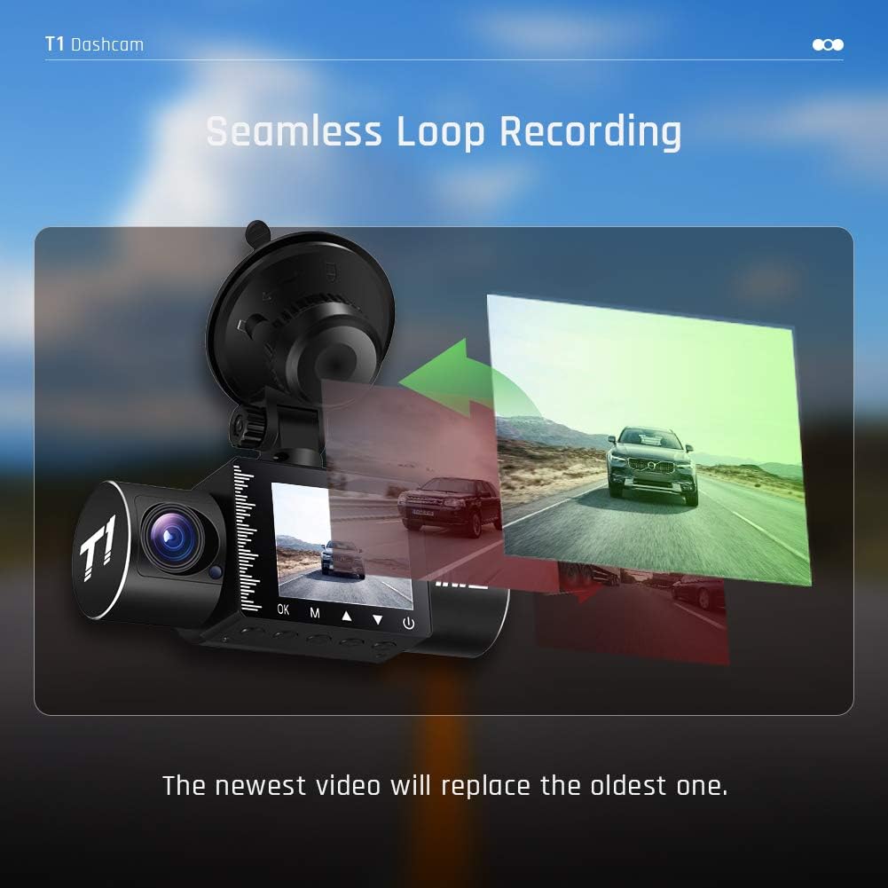 iiwey Dash Cam Front Rear and Inside 1080P Three Channels with IR Night Vision Car Camera SD Card Included Dashboard Camera Dashcam for Cars HDR Motion Detection and G-Sensor for Car, Taxi, Uber