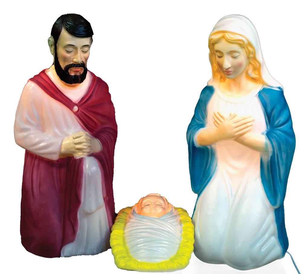 Blow Mold 3 Piece Outdoor Nativity Scene Holy Family Christmas Holiday *Read*