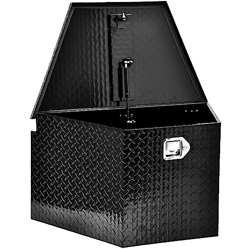 YITAMOTOR 33 Inch Trailer Tongue Boxes, Heavy Duty Aluminum Trailer Tool Box, Diamond Plate Storage Box, Waterproof Trailer Box for Pick Up Truck Bed, RV Trailer with Lock and Keys