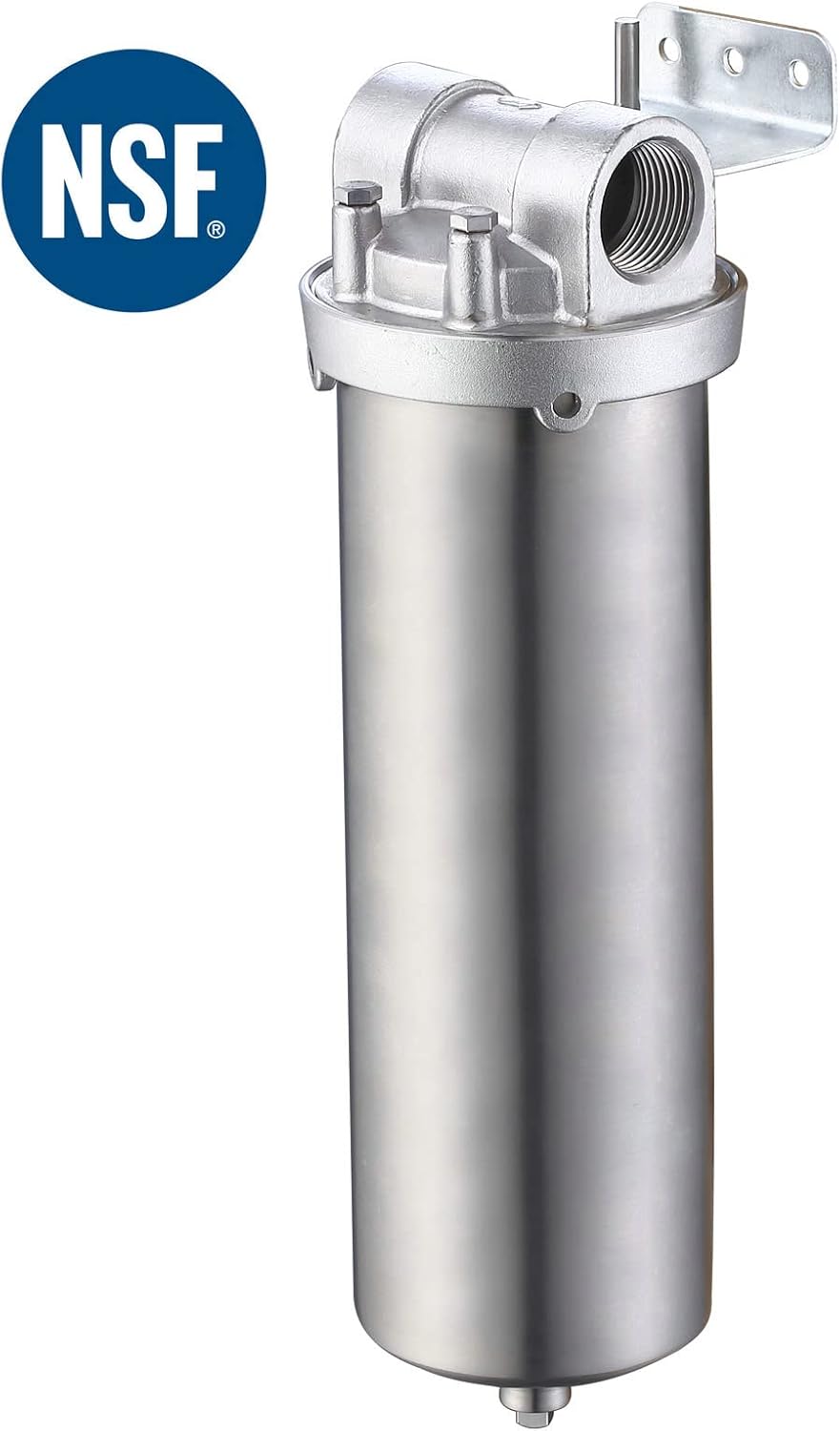 Amwater NSF/ANSI 42 Certification Stainless Steel 10"Filter Housing,1/2NPT Water Filter Housing/Filter Cartridge10”Length,2.5"OD(25 Micron)