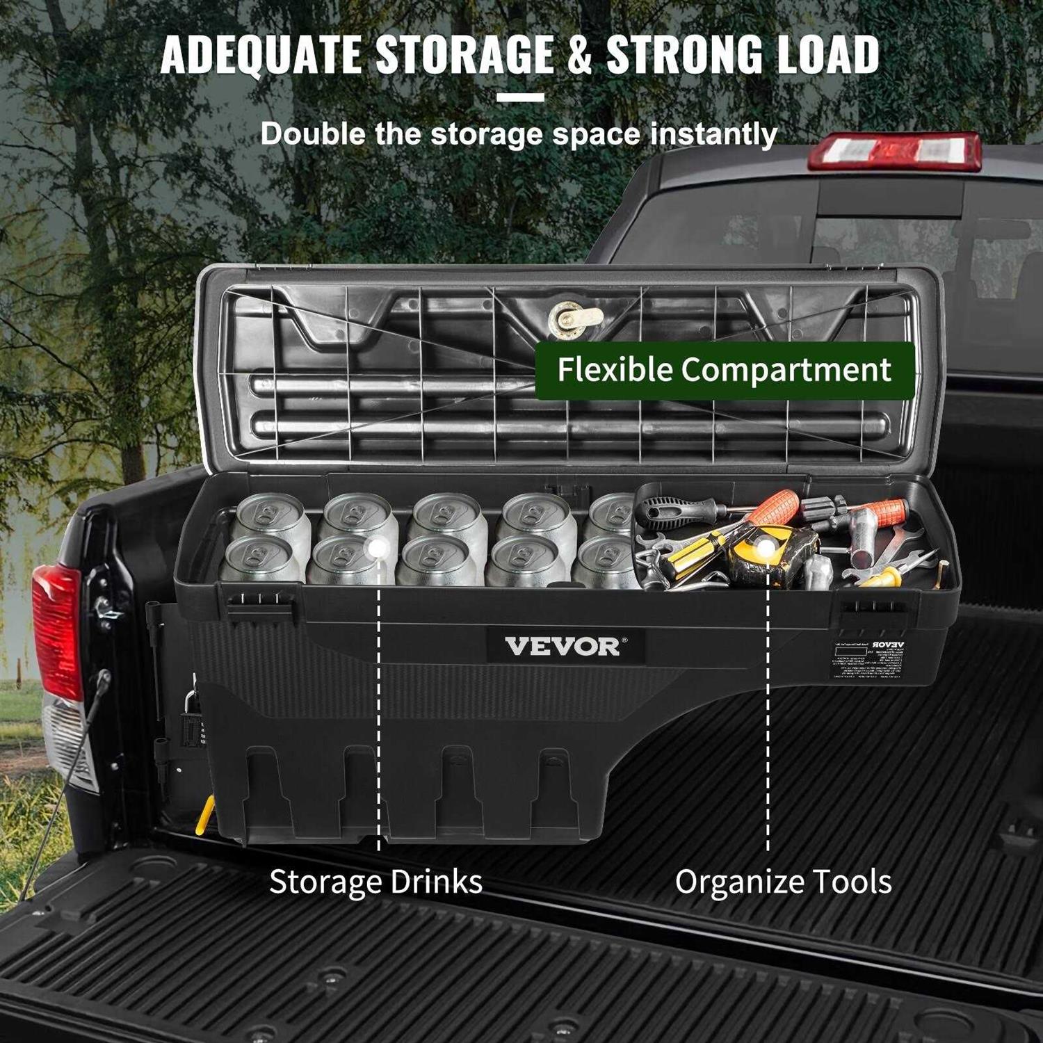 VEVOR Truck Bed Storage Box Lockable Lid Waterproof ABS Wheel Well Tool Box 6.6 Gal/20 L - Shop Hardware Tools Online Store