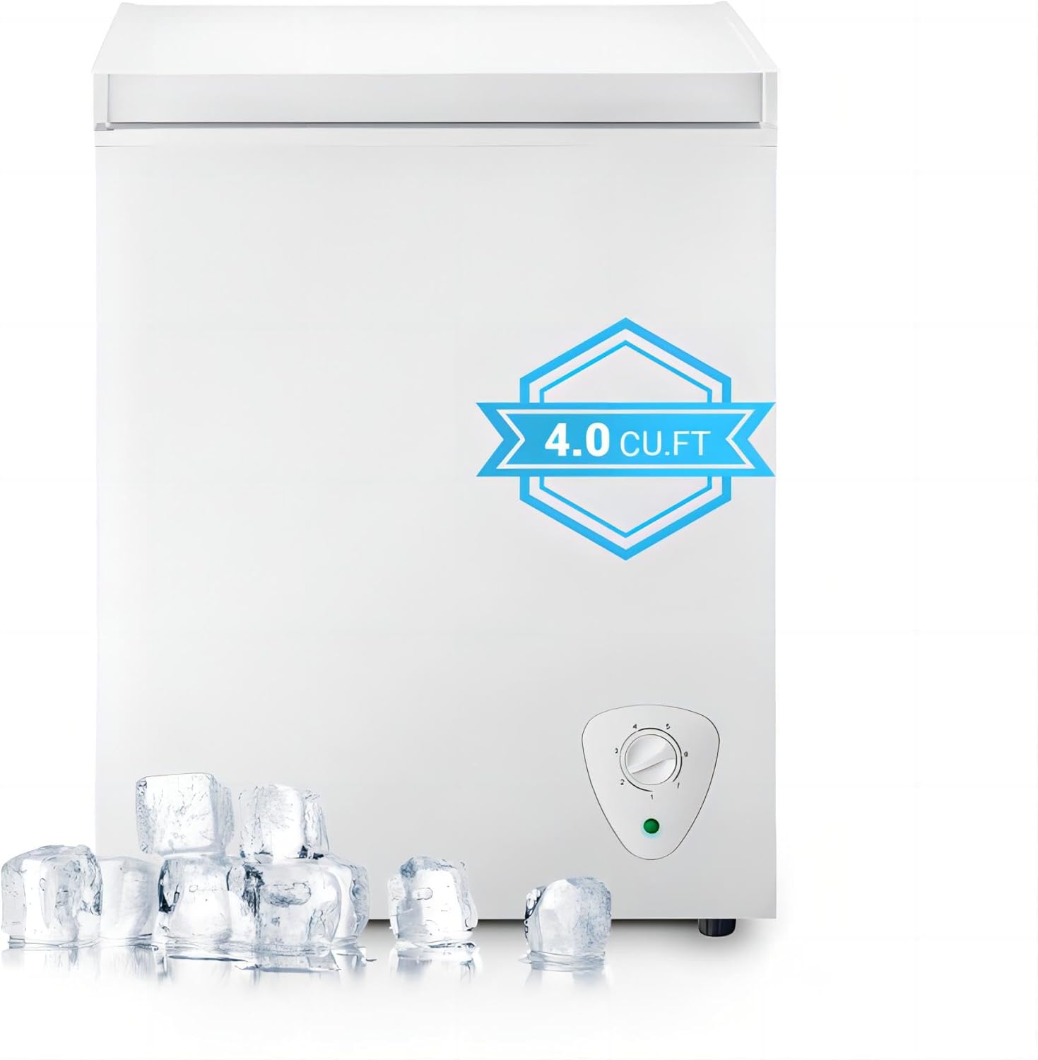 Deep Freezer, Mini Freezer with 7-Step Temperature Control, 4.0 cu.ft Small Deep Freezer, Chest Freezer with Removable Basket for Dormitories, Office, Bedroom and Small Living Spaces(White)