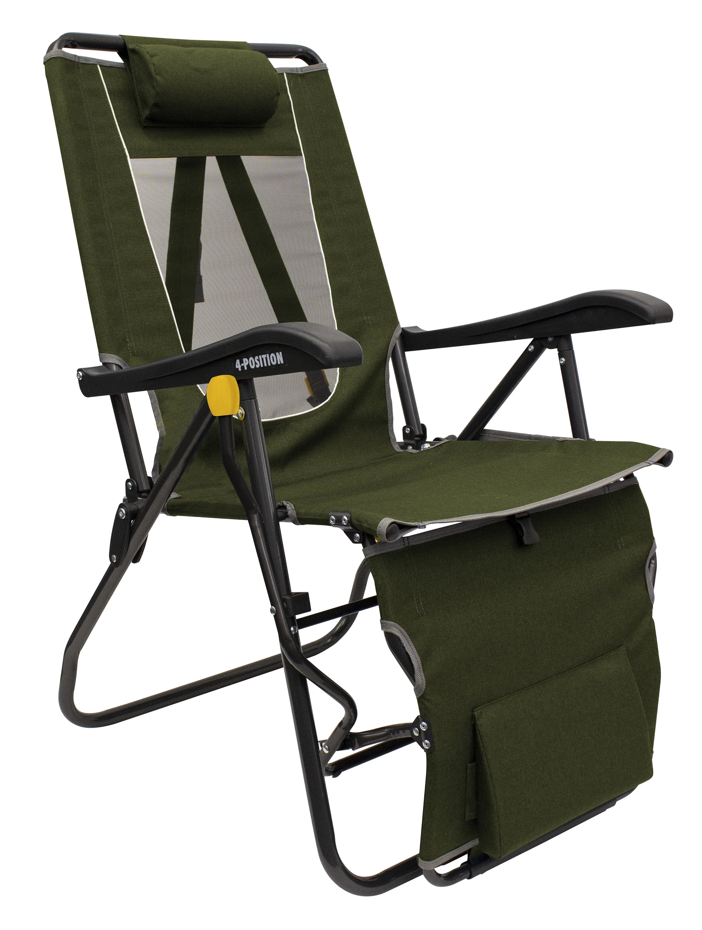 GCI Outdoor Legz Up Lounger Adjustable Folding Recliner Camping Chair, Heathered Loden