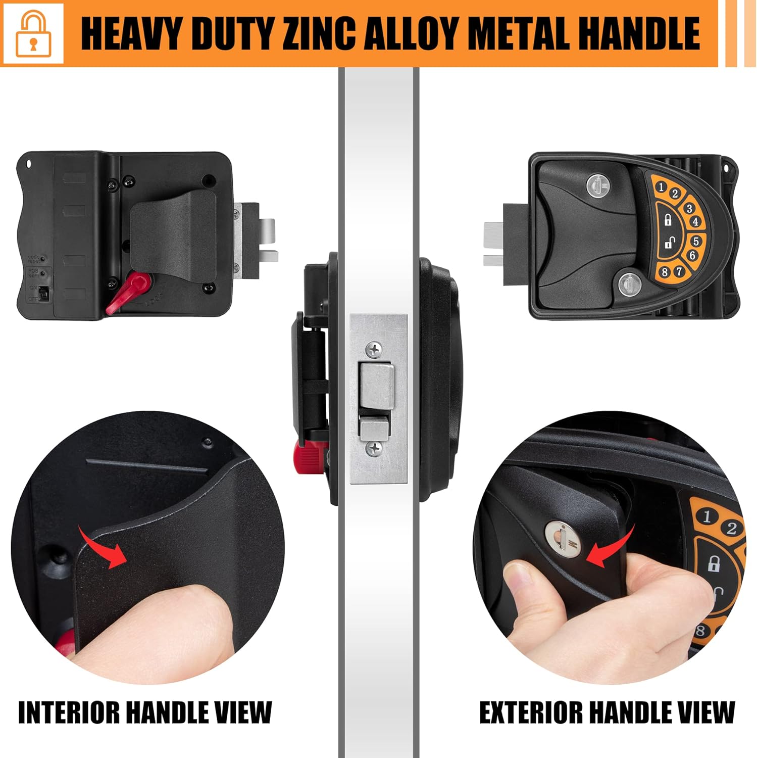 BEETRO RV Lock Keyless Entry, Keyless Entry RV Door Lock Latch Handle for Travel Trailer Camper, Keyless Entry Camper Lock with Deadbolt, Backlit Keypad, 2 Wireless Fobs, 2 Keys