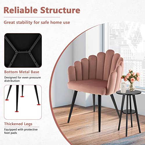 Giantex Modern Mid-Century Dining Chair - Cute Velvet Armchair with 16” High Back, 330lb Capacity, Accent Upholstered Arm Dining Chairs for Bedroom, Living Room, Small Space, Teal Blue