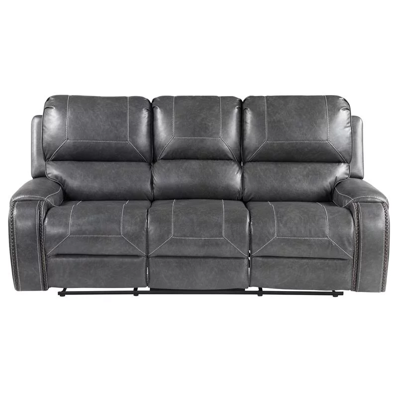Steve Silver Keily Gray Faux Leather Manual Reclining 3-Piece Motion Set