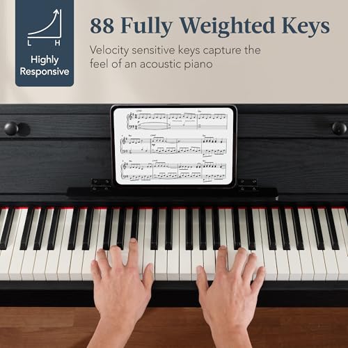 Best Choice Products 88-Key Weighted Full Size Digital Piano, Modern Desk Keyboard w/Metal Legs, 3 Sustain Pedal, MIDI, Headphone Jack - Natural