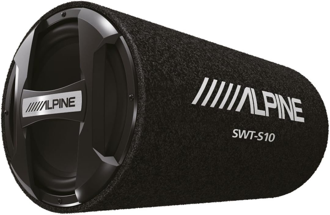 Alpine KTA-200M Mono Power Pack Amp with Alpine SWT-S10 10" Loaded Tube Subwoofer and Bass Knob