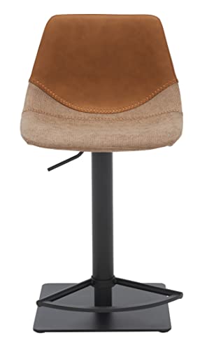 Safavieh Home Collection Rylen Cognac Brown/Black Gas Lift Adjustable Height Bar Stool