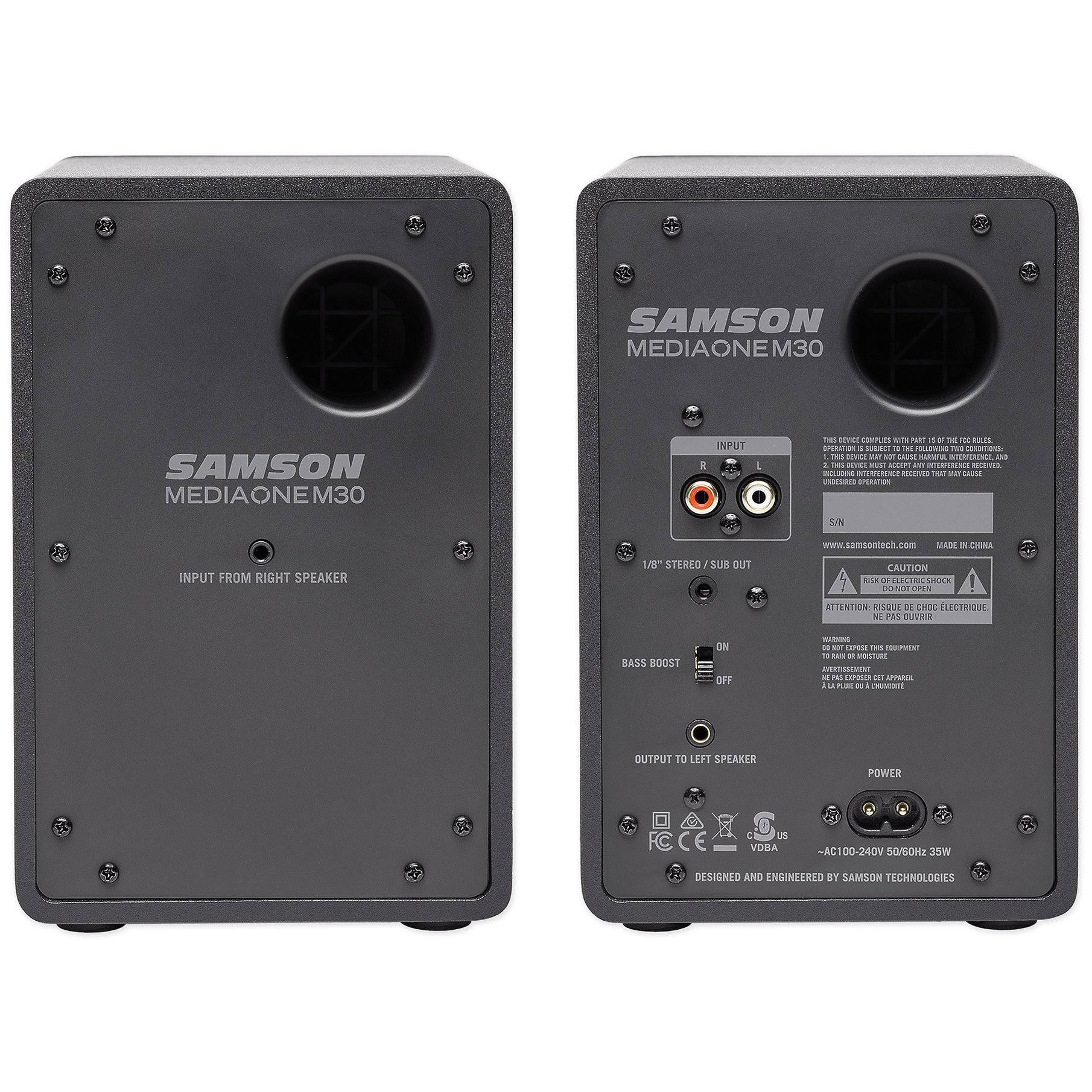 (2) Samson M30 Powered Studio/Computer/Podcast Monitors Speakers+10 Subwoofer SAM30+APM10B