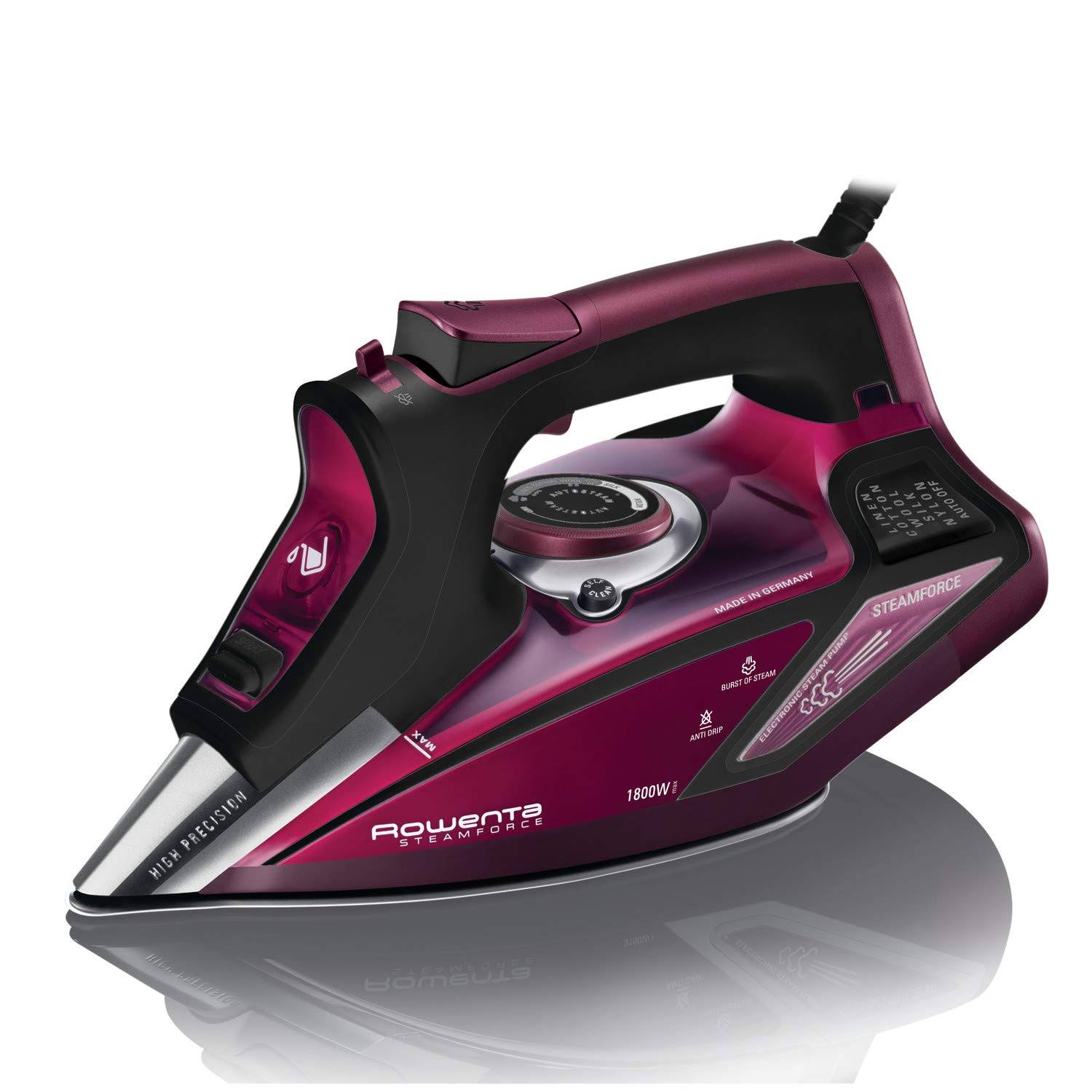 Rowenta DW9282 Steam Force 1800-Watt Steam Iron Digital LED Display (Red)