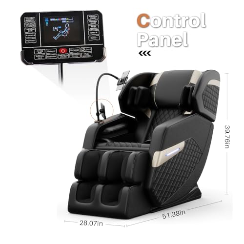 Massage Chair Full Body, Zero Gravity Massage Chair with Auto Modes, Airbag Massage, 6 Fix Point Rollers, Foot Massage, Heating, Touch Screen Controller, Gray Home Relaxation Recliner with Massage