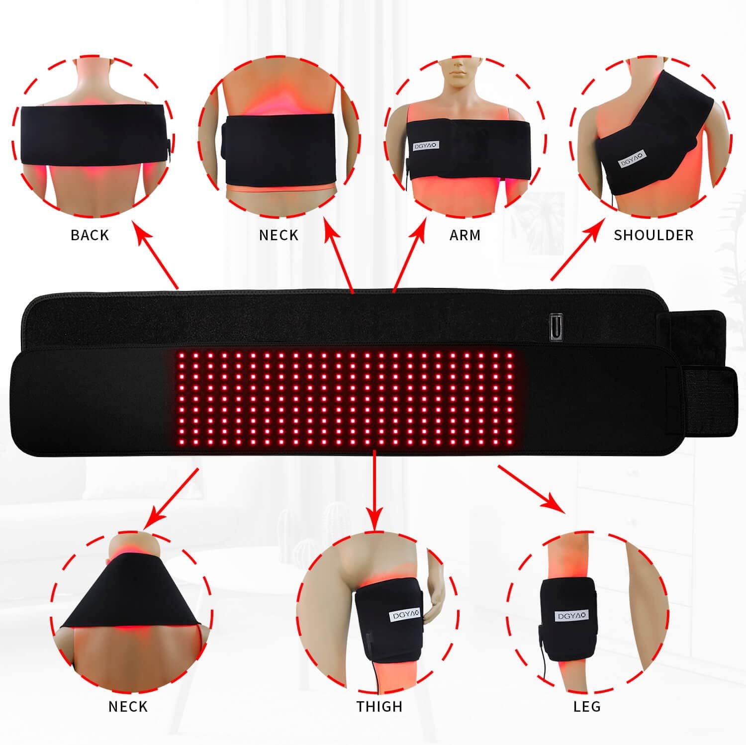 New Red Light & Infrared Light Therapy Belt for Back Pain Relief Flexible Wearable Wrap Deep Therapy with Auto Off Timer