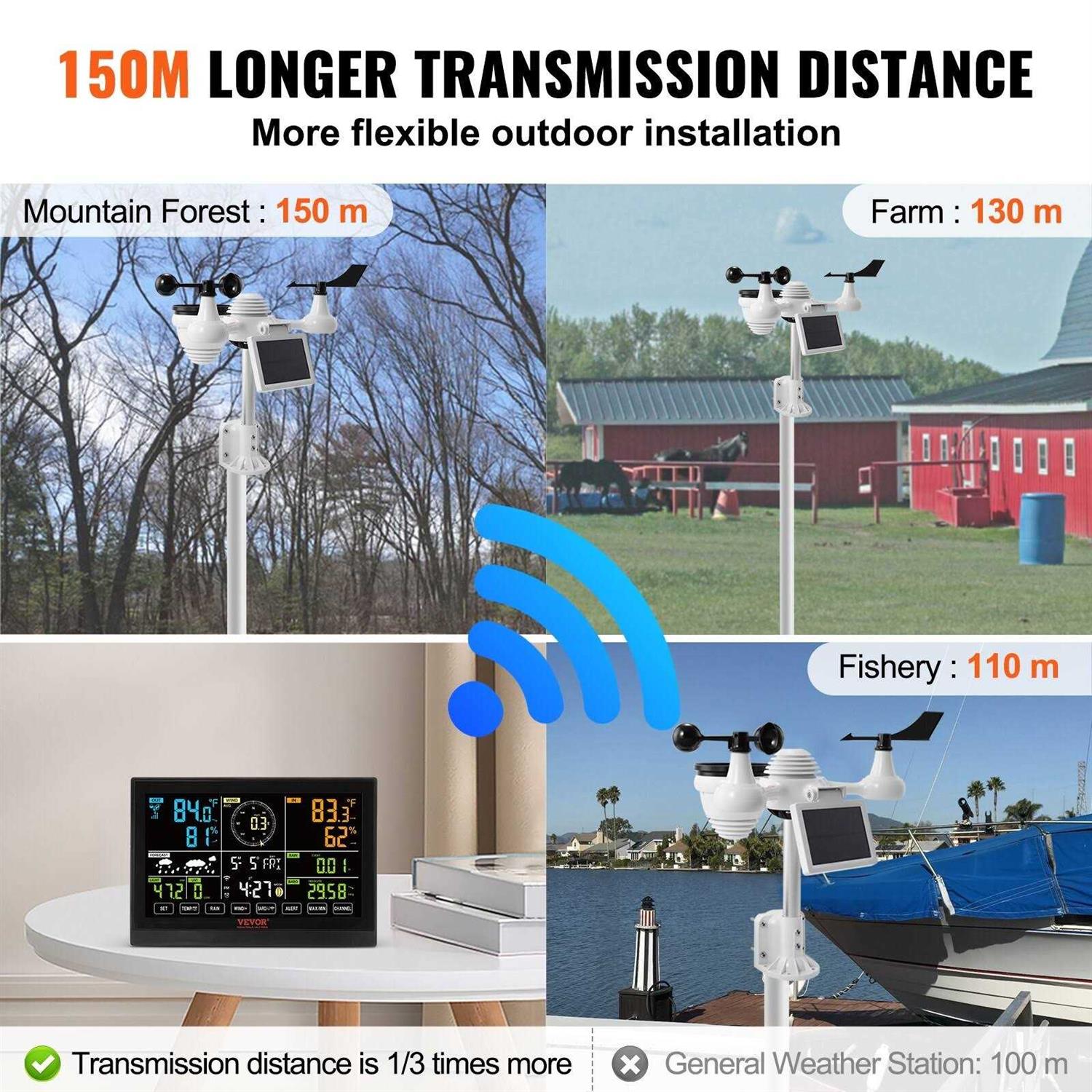 VEVOR 7-in-1 Wireless Weather Station 7.5 Display Home Weather Station Temperature - Shop Hardware Tools Online Store