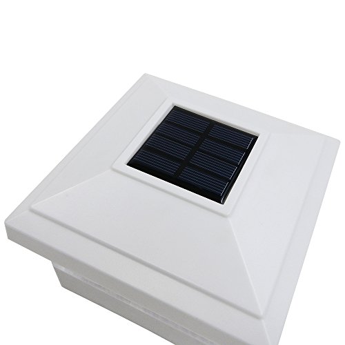 18 Pack White Outdoor Garden 5 x 5 Solar LED Post Deck Cap Square Fence Light Hammered Lens Landscape Lamp PVC Vinyl