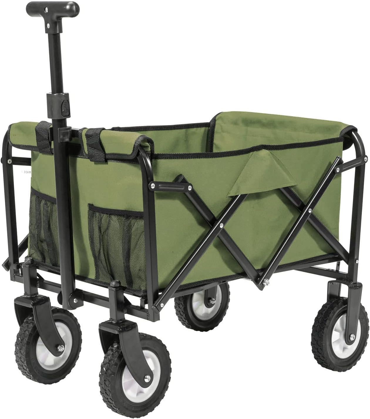 PA Collapsible Folding Wagon Utility Foldable Pull Cart Small Grocery Garden Cart Heavy Duty Beach Wagon Outdoor Sports Cart Blue