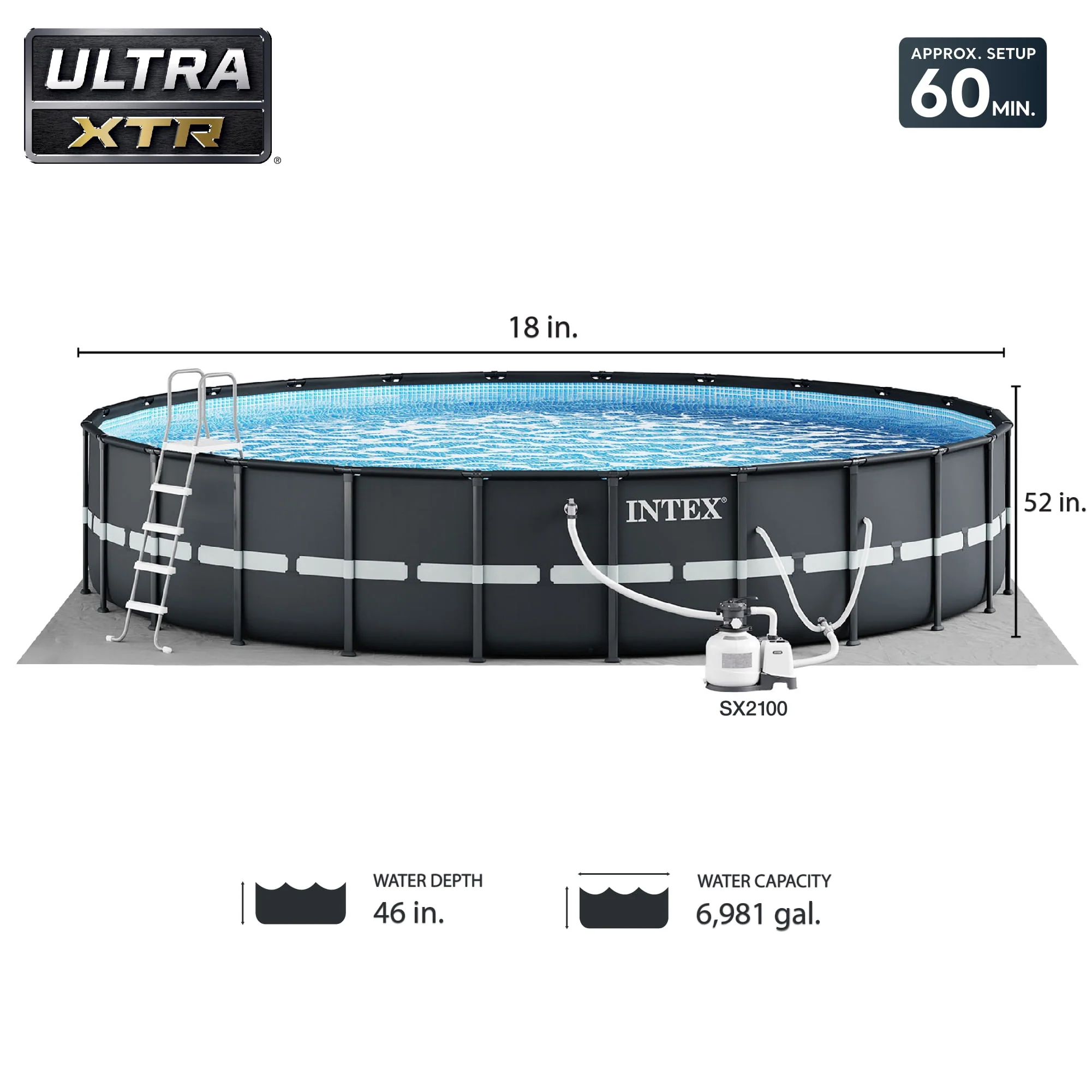 Intex 20' x 48 Ultra XTR Round Frame Above Ground Swimming Pool with Sand Filter Pump