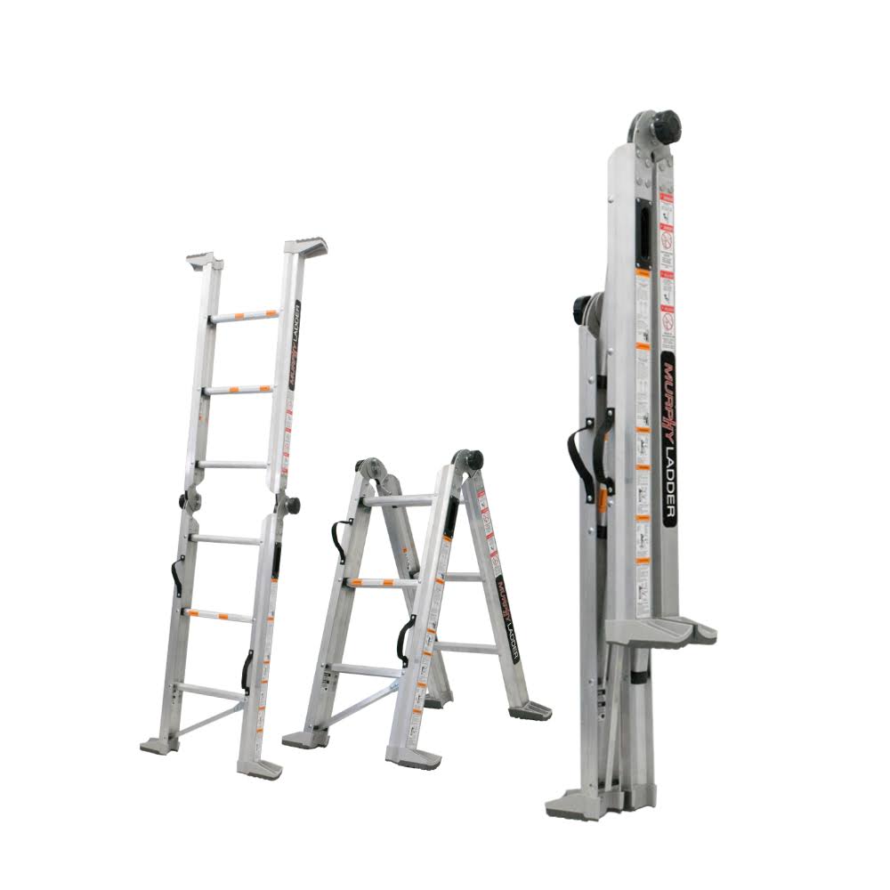 Murphy Ladder 7 ft. H 10 ft. Reach Aluminum Fully Compactable Multi-Position Ladder with Wall Mount 375 lbs. Capacity Type IAA M