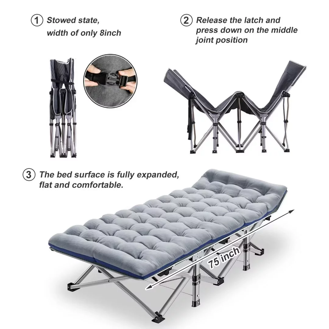 Docred Folding Camping Cots For Adults，Heavy Duty Cots For Sleeping, Travel Military Portable Cots Bed with 2-Sided Mattress & Carrying Bag