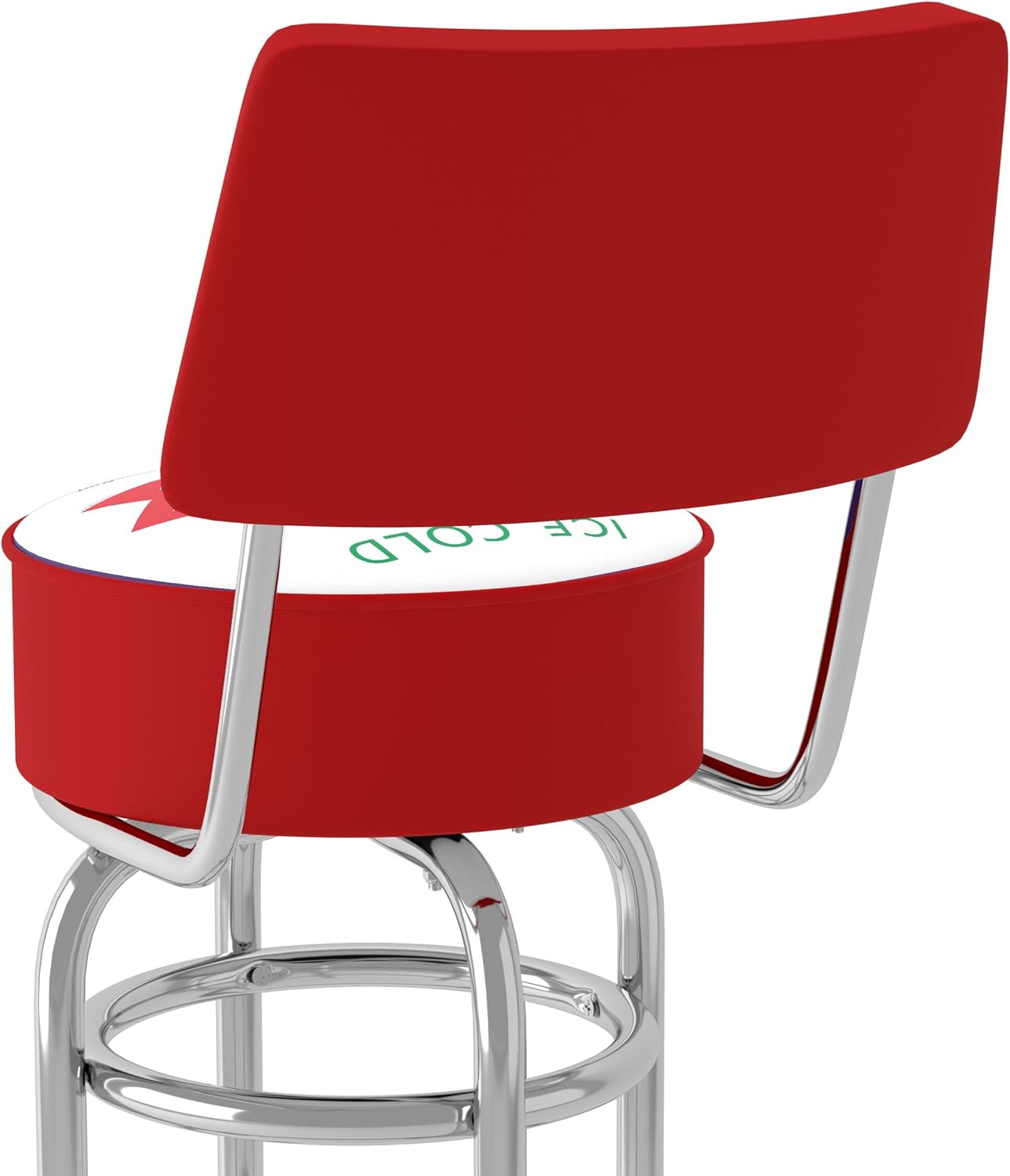 Bar Stool - Coca-Cola Ice Cold Design Stool with Foam Padded Seat and Back - Swivel Chair for Game Room, Garage, or Home Bar by Trademark Gameroom