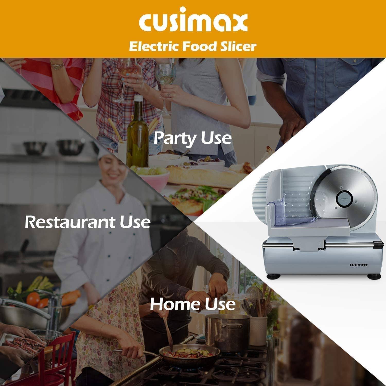 Cusimax Meat Slicer 200W Electric Deli Food Slicer, Silver