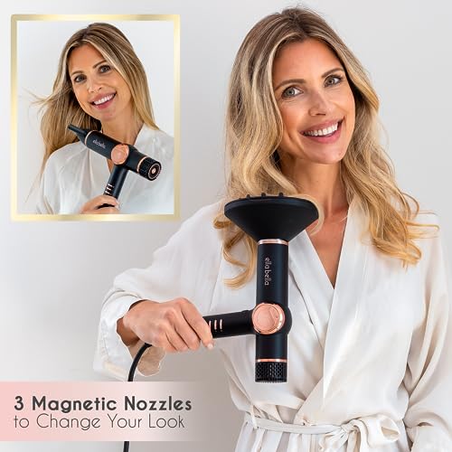 ELLA BELLA® Professional Ionic Hair Dryer with Diffuser • Negative Ion Blow Dryer • Suitable All Hair Types • Intelligent Heat Control & Rapid Drying Speeds • Lightweight Design • Low Noise Technology