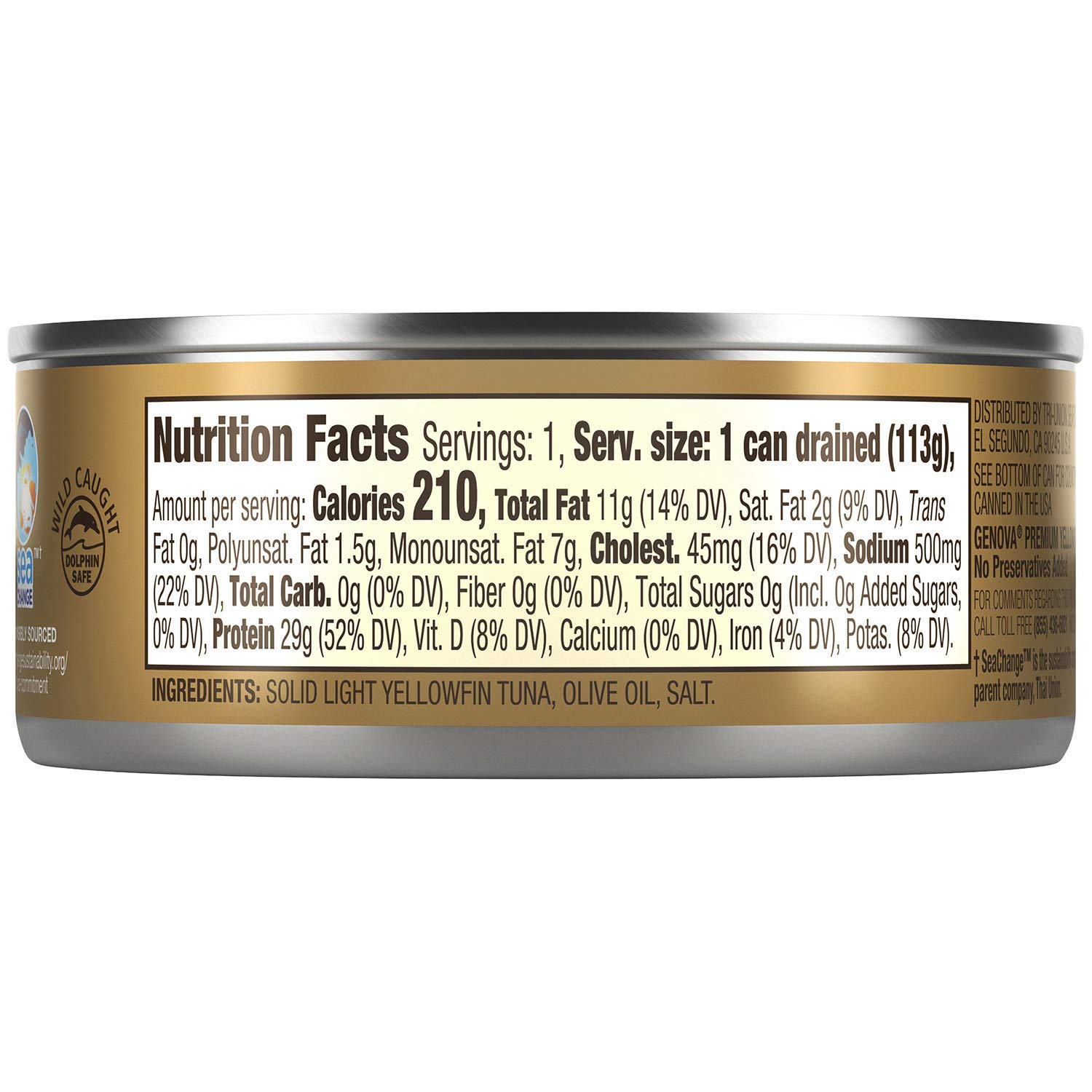 Genova Premium Yellowfin Tuna in Olive Oil, Wild Caught, Solid Light, 5 oz. Can (Pack of 24) Pack of 2
