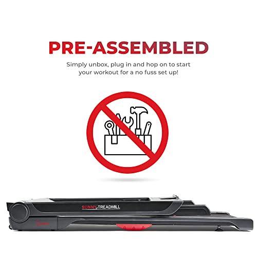 Sunny Health & Fitness Strider Foldable Treadmill, 20-Inch Wide Running Belt with Optional Exclusive SunnyFit™ App and Enhanced Bluetooth Connectivity