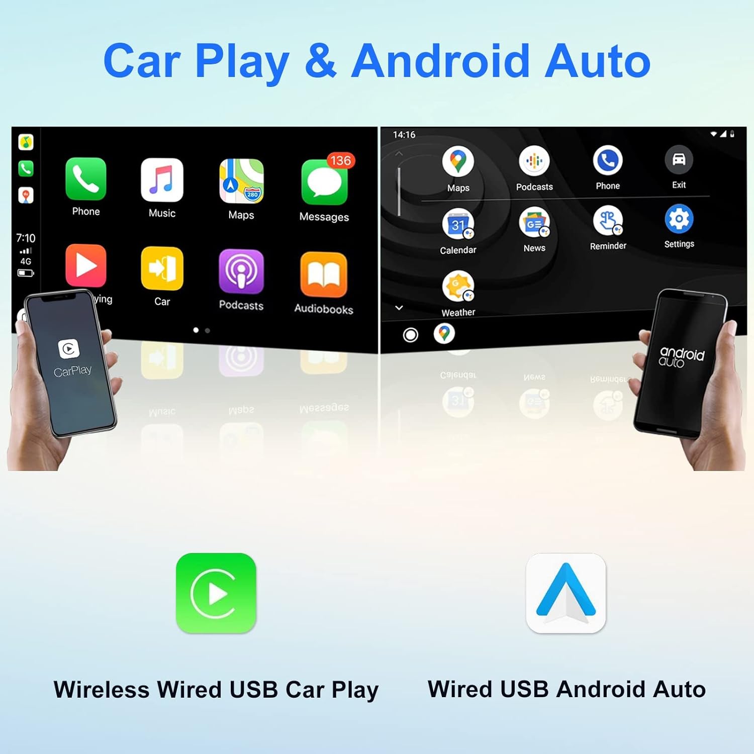 Android Car Stereo Radio for Jeep Commander/Wrangler 7 inch Touch Screen Head Unit Video Multimedia Player Support Carplay, Android Auto,Voice Control Steering Wheel Control with Bluetooth,WiFi