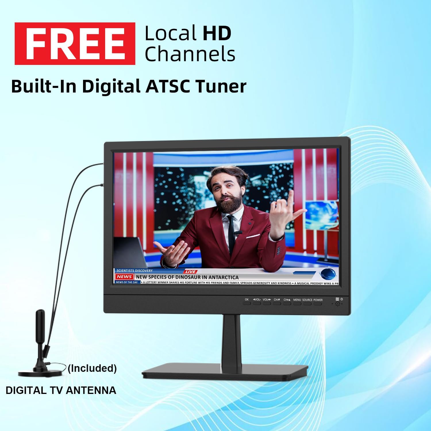 14 inch Small Smart TV, HD Flat Screen Android TV Free Download APPs, Portable TV with Antenna ATSC Tuner for Kitchen, Bedroom, RV Camper
