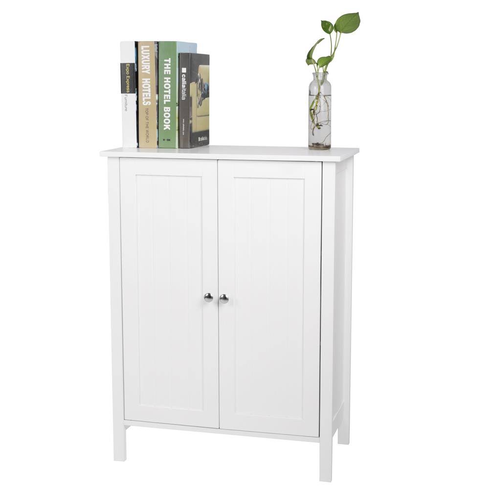 Fch Bathroom Floor Cabinet, Free Standing Side Cabinet Storage Organizer with Double Doors and Adjustable Shelf White
