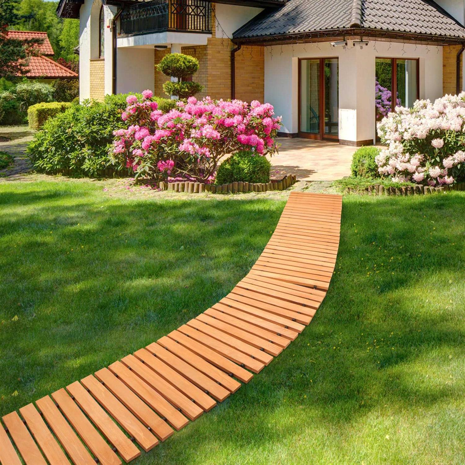 Wooden Garden Pathway 12FT Roll Out Wooden Pathway Garden Walkways Cedar Straight Walkway Weather-Resistant UV Protected Roll Up Wood Road Floor - Shop Hardware Tools Online Store