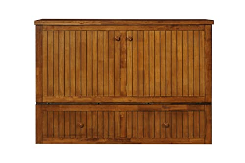 Murphybedz Tuscany Murphy Cabinet Chest Bed with Charging Station 6 Inch, Queen (Blonde Oak)…
