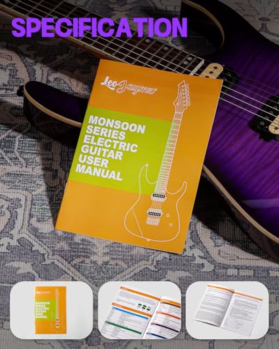 Leo Jaymz Electric Guitar Monsoon Series,Reverse Headstock,Mahogany Body,Roasted Maple Neck,Rosewood Fretboard,Locking Tuners,Rounded End Frets,AlnicoV Pickups,Fixed Bridge (Blue Flame)