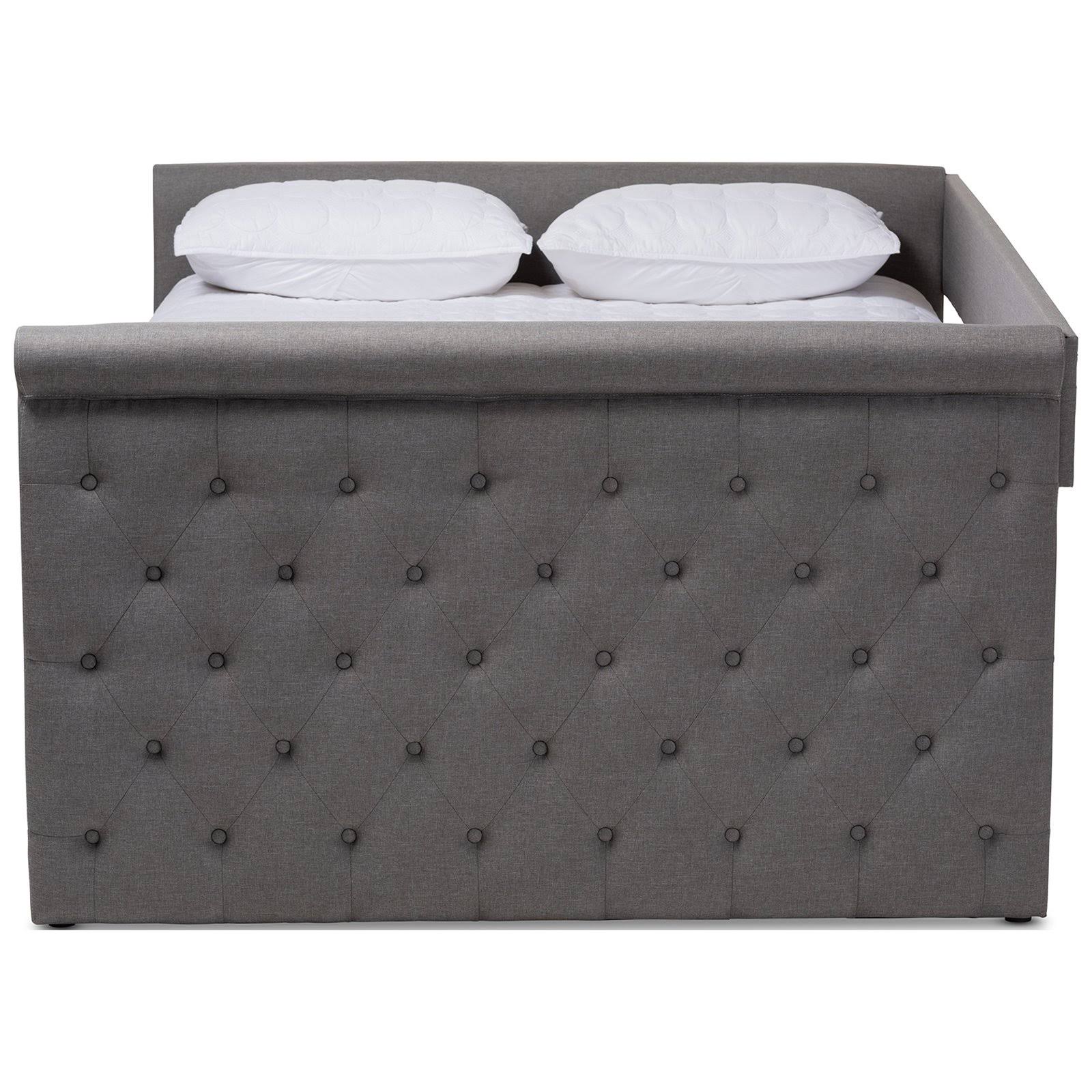 Baxton Studio Alena Daybed with Trundle, Dark Grey, Queen