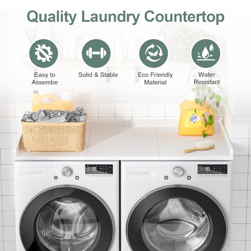Ulif Laundry Room Washer Dryer Countertop, Washer and Dryer Topper Organization Space 27.5" D x 54" W x 2.6" H, Splicing Style