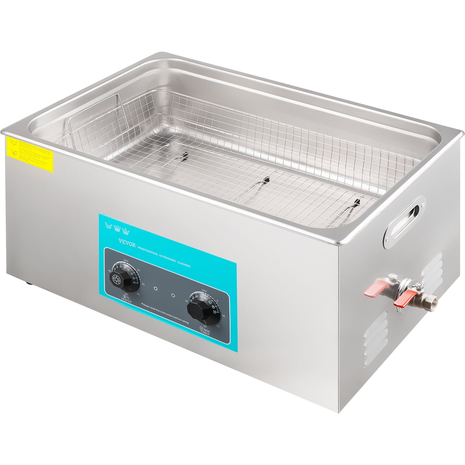 VEVORbrand 30L Ultrasonic Cleaner 304 Stainless Steel Professional Knob Control Ultrasonic Cleaners with HeaterTimer for Jewelry Watch Glasses Circuit Board Dentures Small Parts Dental Instrument