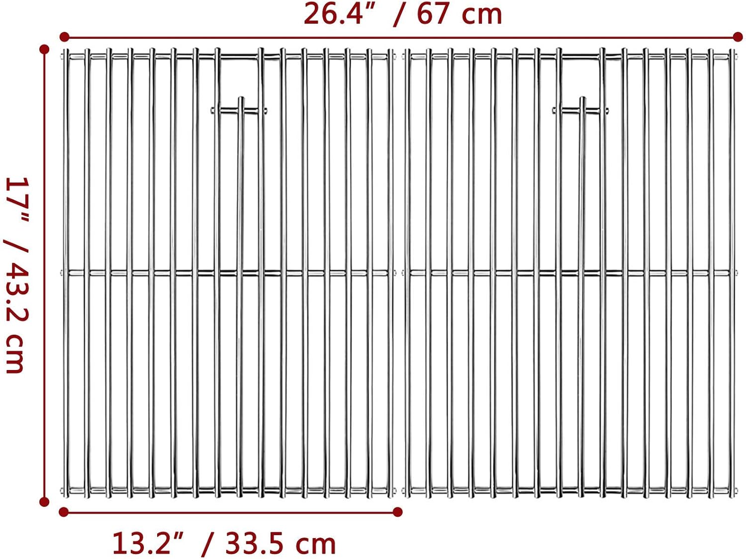 Uniflasy Cast Iron Cooking Grate Replacement for Nexgrill 4 Burner 720-0830H 720-0670A 720-0783E 720-0958A 5 Burner 720-0888N Replacement for Kenmore 41516106210 415.16106210 Uniflame GBC981 17 Inch