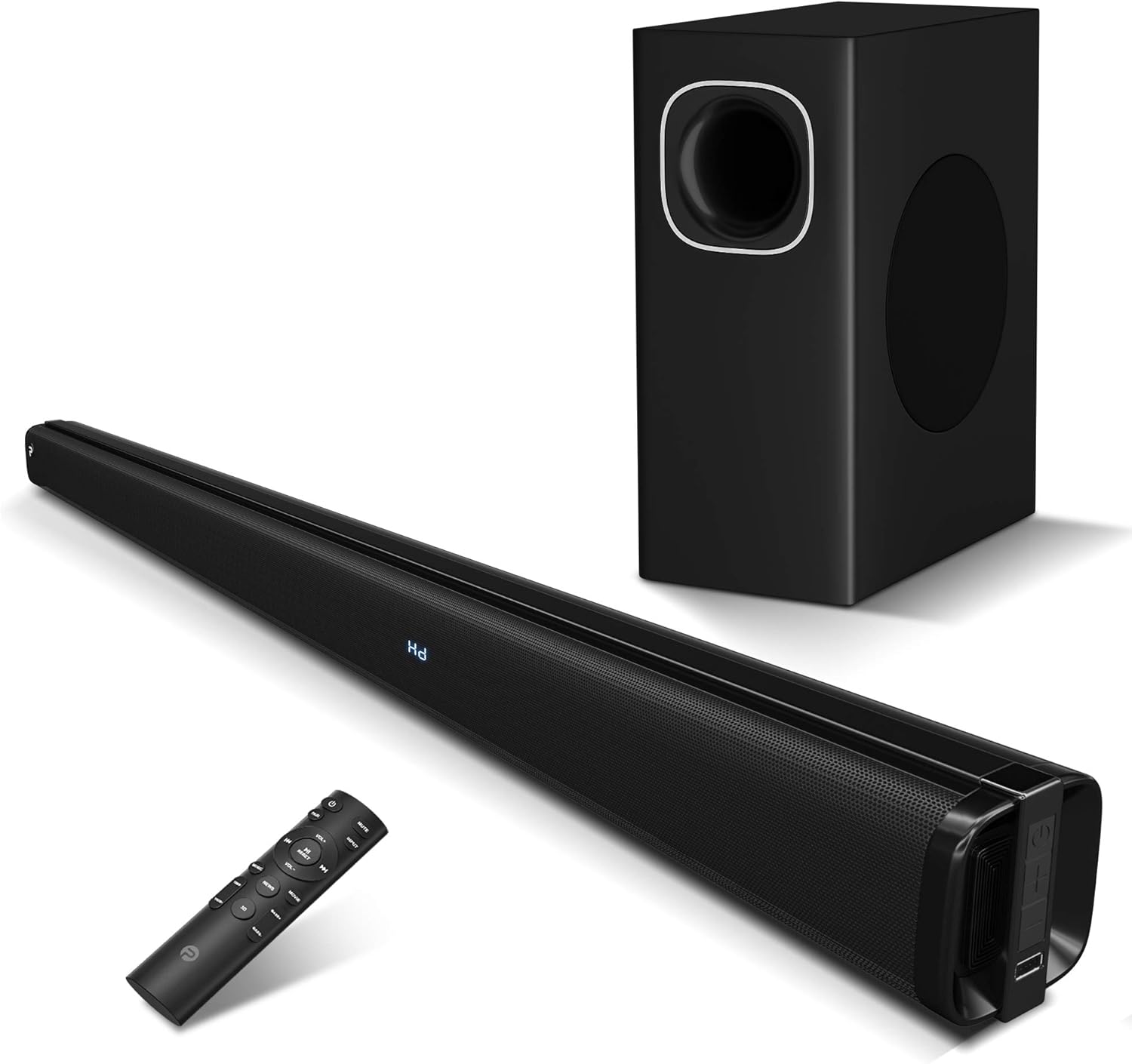 Sound Bar Compatible with Dolby Audio, Roku TV Ready, Sound Bars for TV with Subwoofer, Bluetooth 5.0/HDMI ARC/Optical/AUX/RCA Connection