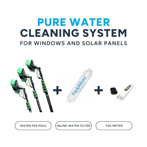 EQUIPMAXX Long Reach Solar Panel Cleaning Brush with Deionized Water Filter, Telescopic Extendable for Roof Mounted Solar Panel and Window Cleaning: Water Fed Pole Cleaning Kit