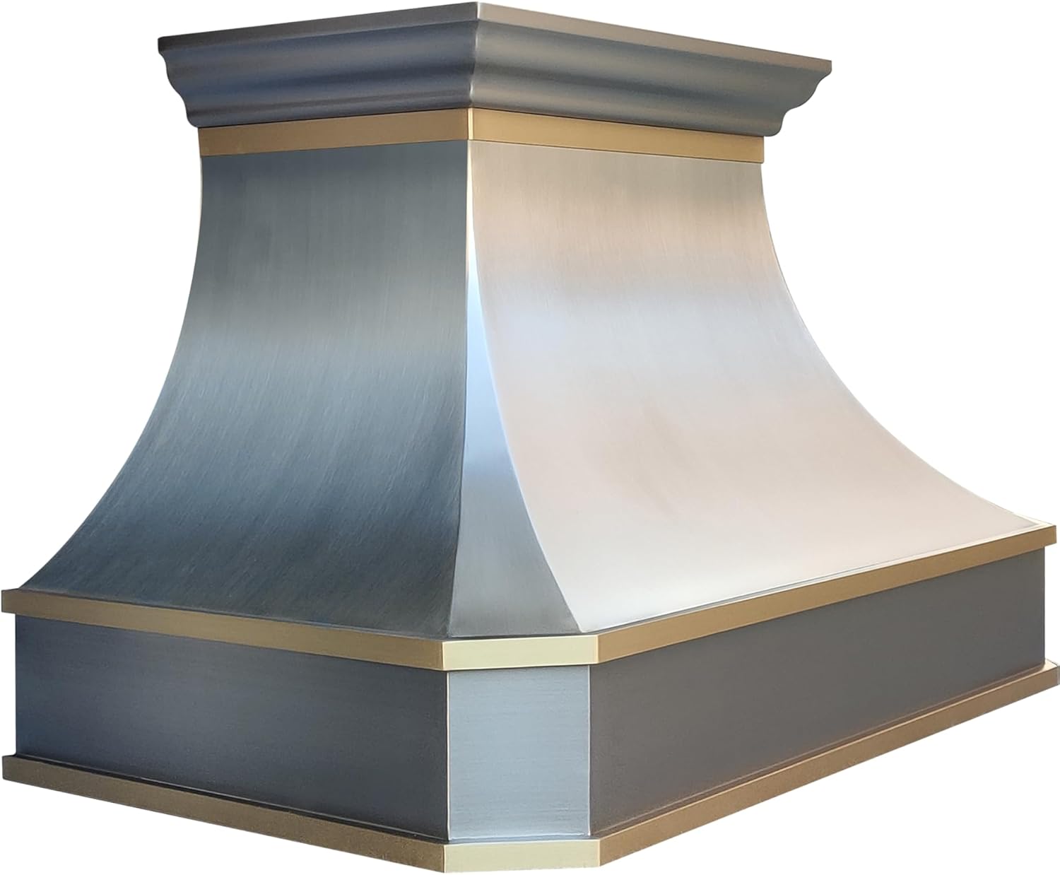 Stainless Steel Range Hood Island Mount 42'' W,42'' H, CT Copper Tailor Custom Handmade Metal Kitchen Vent Hood, With 4-Speed Exhaust Fan & LED Light,SH3-BS