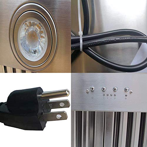 Copper Tailor Copper Range Hood Wall Mount,4 Speed Exhaust Fan,Stainless Steel Vent,LED Light,Dishwasher-Safe Baffle Filters