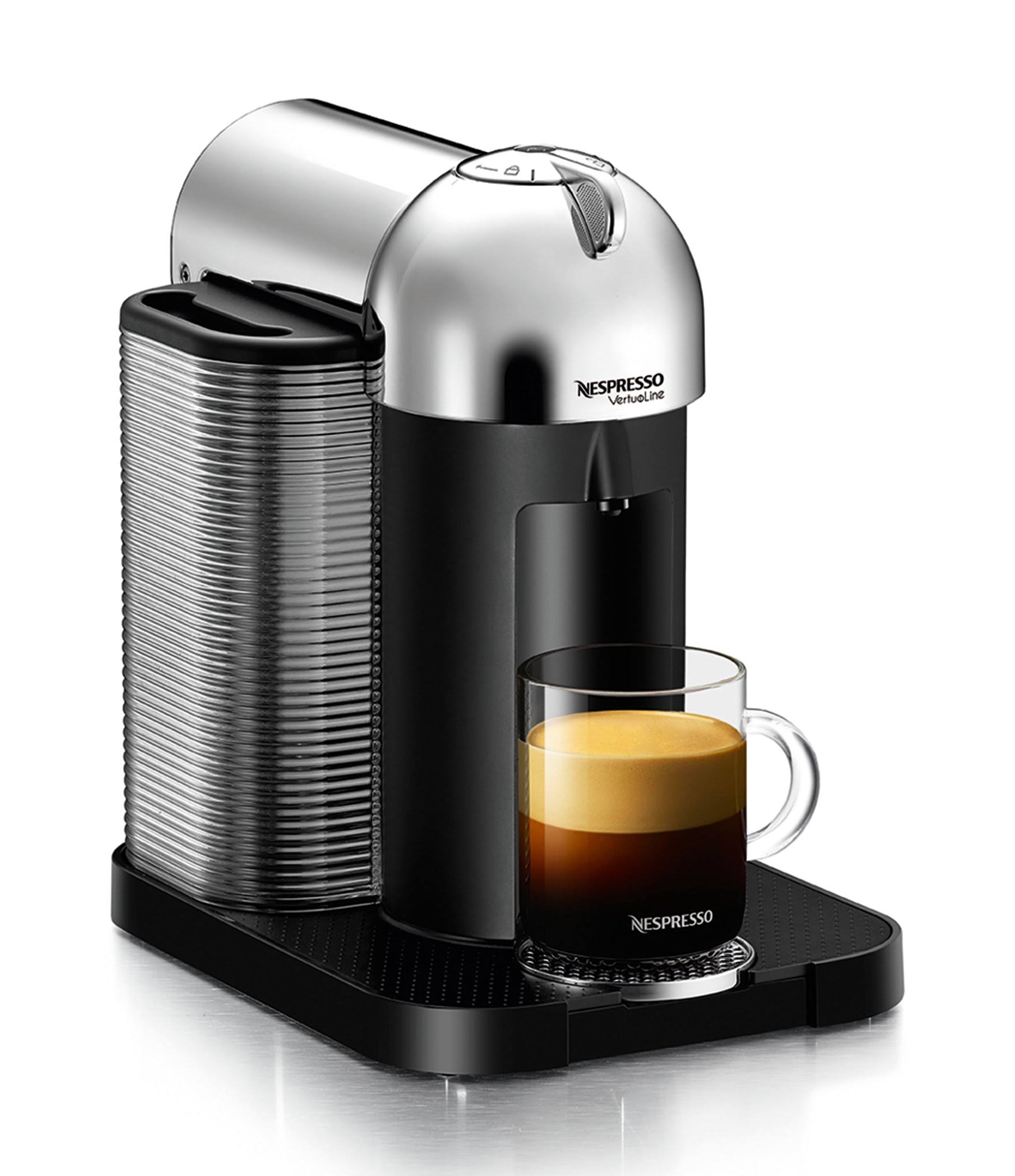 Nespresso - Vertuo Coffee Maker and Espresso Machine - Chrome/Black - Megean