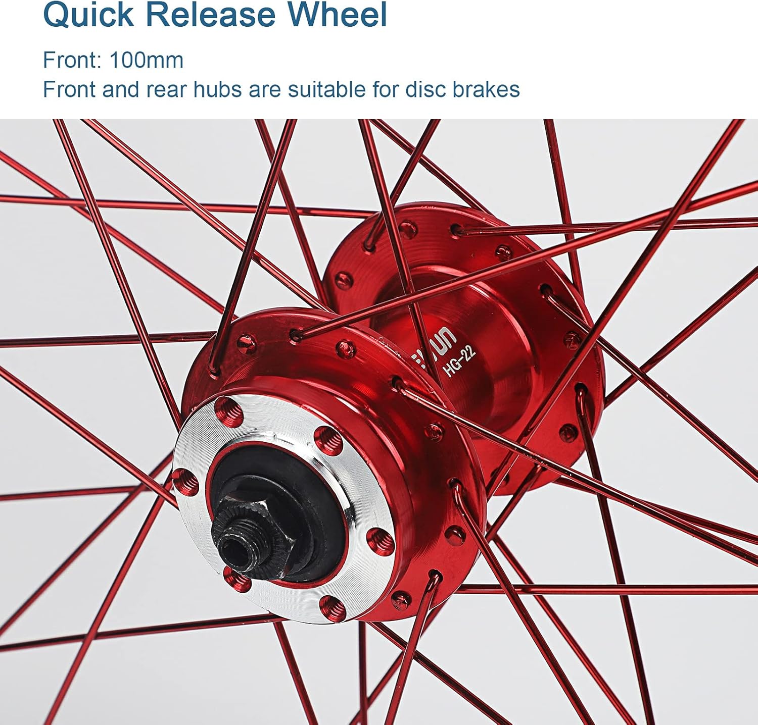 HOMFLOW （US Stock） Mountain Bike Wheelset 26 Inch Double Wall Aluminum Alloy Disc Brake MTB Wheels 7/8/9/10 Speed Cassette Flywheel QR 32 Holes (Color : Red, Size : 26IN)