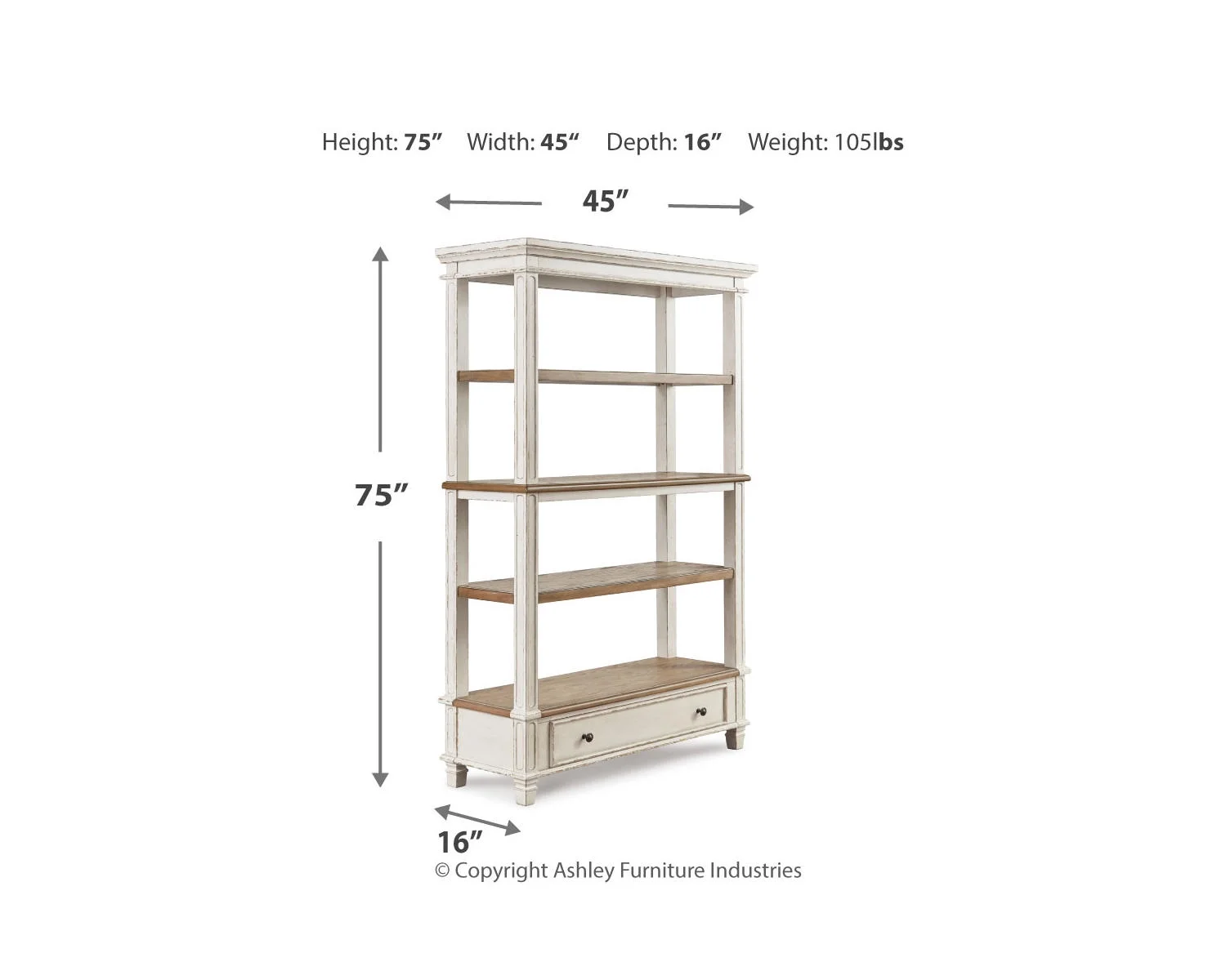 Signature Design by Ashley Casual Realyn 75" Bookcase Brown/White